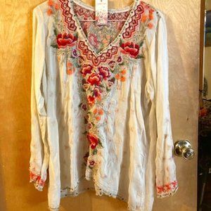 Johnny Was Ivory Embroidered Tunic
